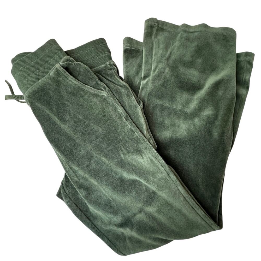 Aerie Groove-On Velour Flare Pants Wide Leg Drawstring Green